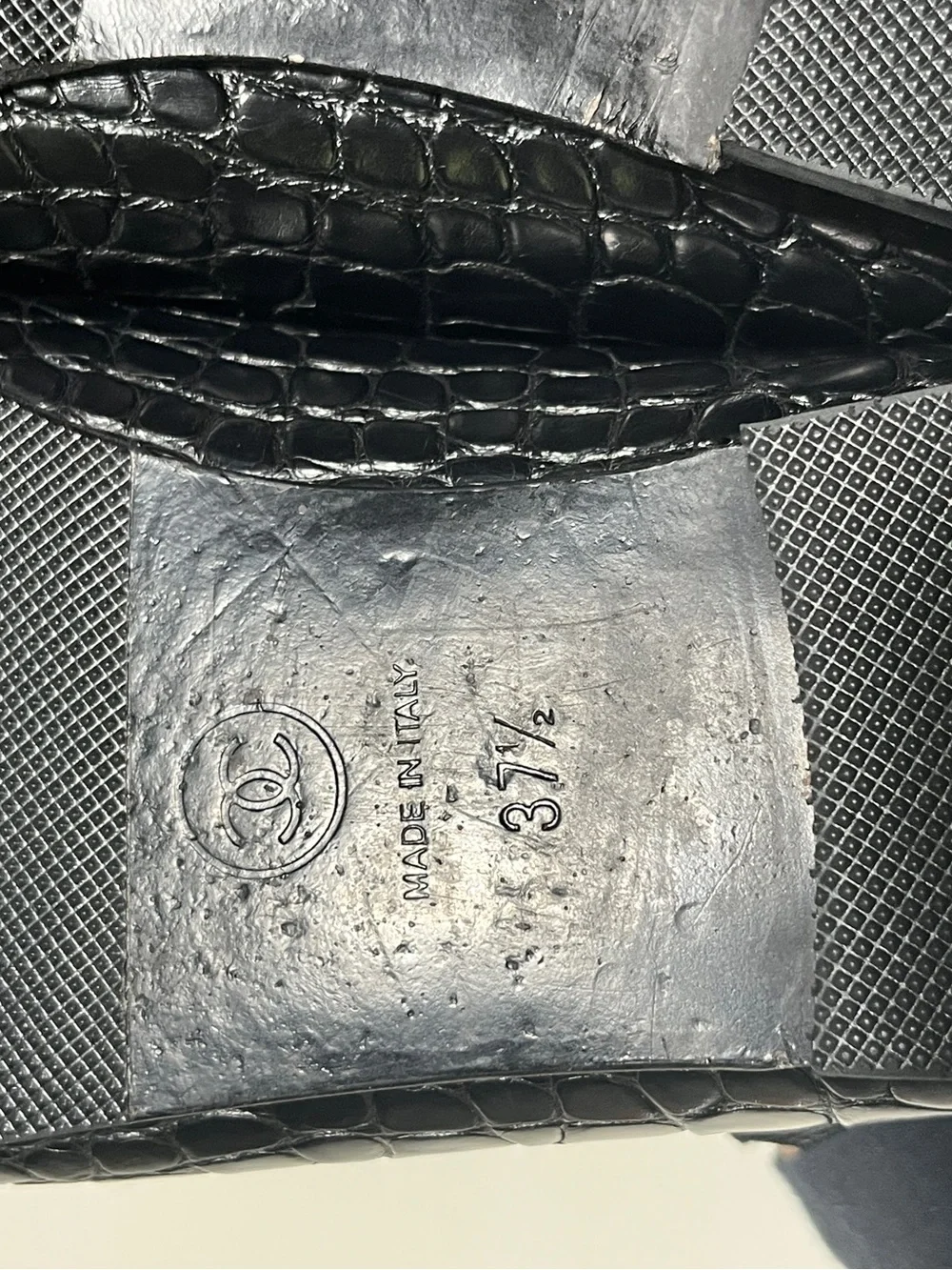 Chanel Black Exotic Crocodile Leather Ballet Flats